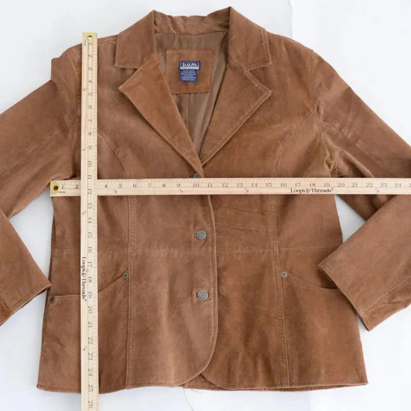 Vintage BUM Equipment Tan Suede Leather Button Up Jacket Size XL - Picture 4 of 13